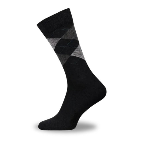 Premium Quality Black Argyle Crew Socks